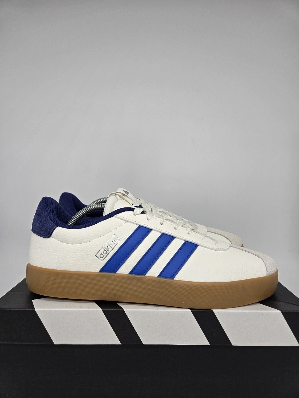 Adidas Men's VL Court 3.0 JR8634 Core White Bright Royal Dark Blue Shoes Size 10 - Picture 3 of 8